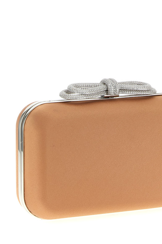'Double Bow Satin' clutch Beige