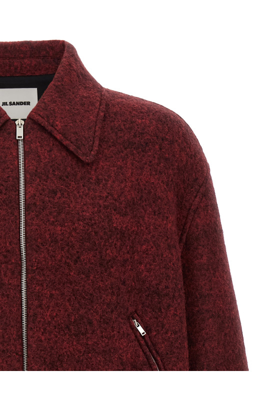 Бомбер из шерсти меланж бордовый JIL SANDER J22BN0269J20321640