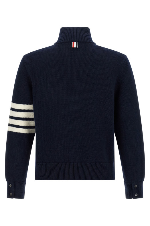Свитер с полузастежкой-молнией 4BAR, синий THOM BROWNE MKA567AY1029415 Свитер с полузастежкой-молнией 4BAR, синий THOM BROWNE MKA567AY1029415