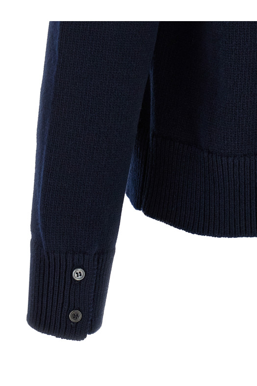 Свитер с полузастежкой-молнией 4BAR, синий THOM BROWNE MKA567AY1029415 Свитер с полузастежкой-молнией 4BAR, синий THOM BROWNE MKA567AY1029415