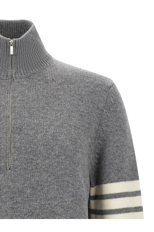 Свитер с полузастежкой-молнией 4BAR Серый THOM BROWNE MKA567AY1029055 Свитер с полузастежкой-молнией 4BAR Серый THOM BROWNE MKA567AY1029055
