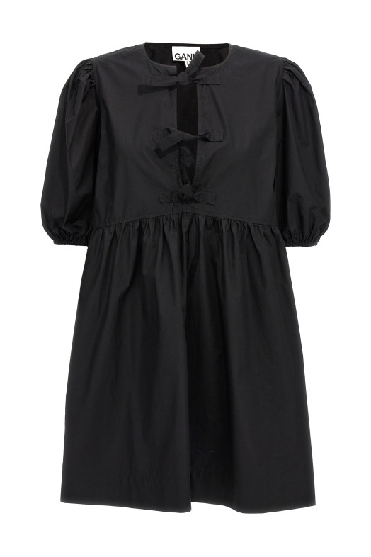 Сукня з попліну з вузликами Чорна GANNI F9005099 Сукня з попліну з вузликами Чорна GANNI F9005099