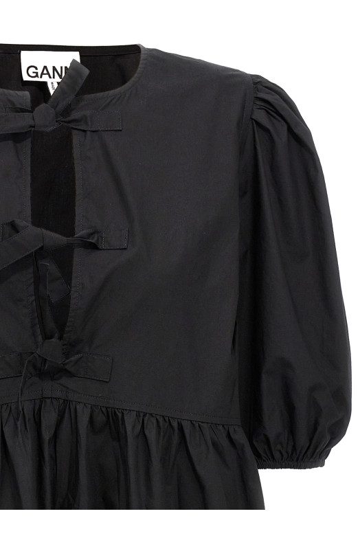 Сукня з попліну з вузликами Чорна GANNI F9005099 Сукня з попліну з вузликами Чорна GANNI F9005099