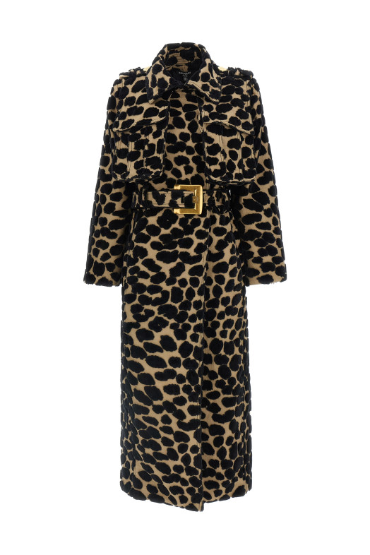 Leopard jacquard trench coat Multicolor Leopard jacquard trench coat Multicolor