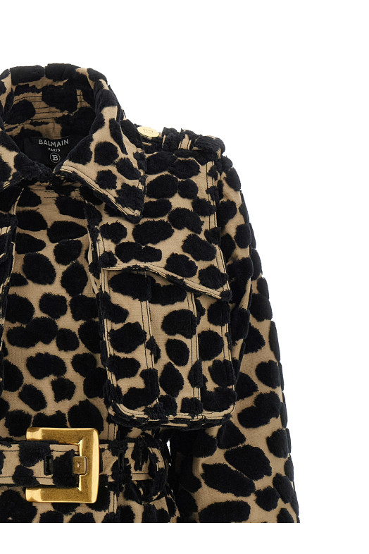 Leopard jacquard trench coat Multicolor Leopard jacquard trench coat Multicolor
