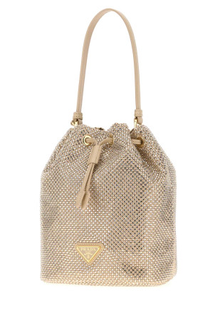 Прикрашена атласна сумка-відро PRADA (1BE067VOOD2HNJ)