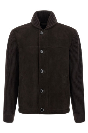Замшевая бомбер-куртка, коричневая BRIONI PLCK0LOD7062000