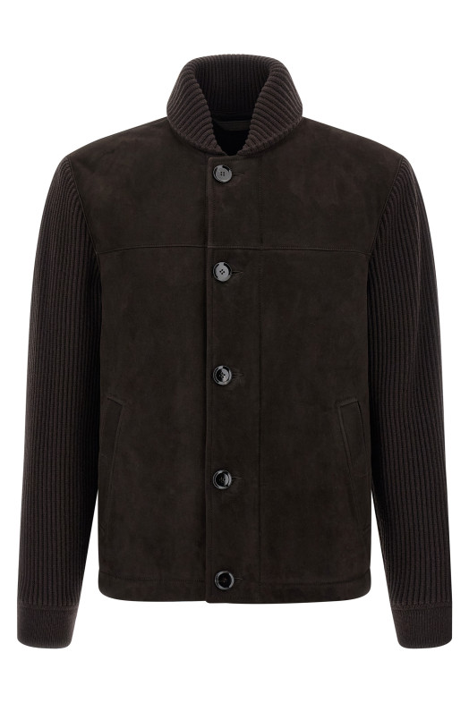 Замшевая бомбер-куртка, коричневая BRIONI PLCK0LOD7062000