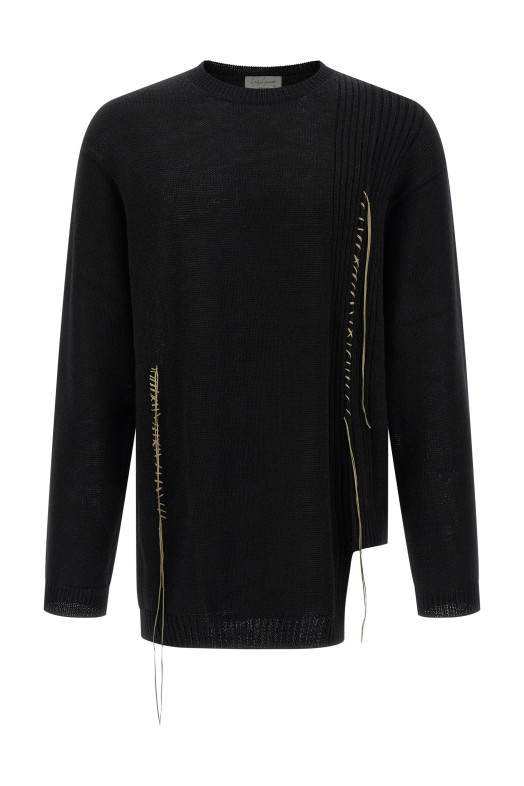 Светр з вишивкою Чорний YOHJI YAMAMOTO HLK25196BLACK2 Светр з вишивкою Чорний YOHJI YAMAMOTO HLK25196BLACK2