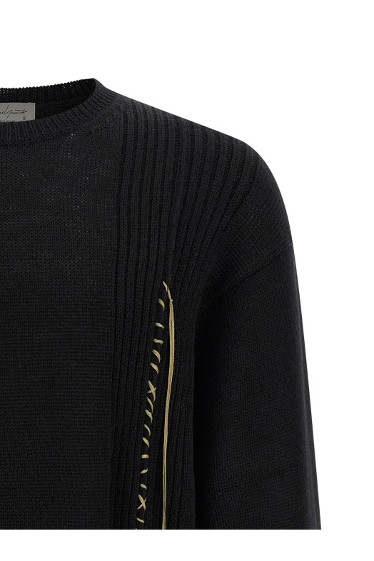 Светр з вишивкою Чорний YOHJI YAMAMOTO HLK25196BLACK2 Светр з вишивкою Чорний YOHJI YAMAMOTO HLK25196BLACK2