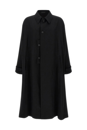 Легкий вовняний тренч Чорний YOHJI YAMAMOTO HLC04100BLACK2 Легкий вовняний тренч Чорний YOHJI YAMAMOTO HLC04100BLACK2