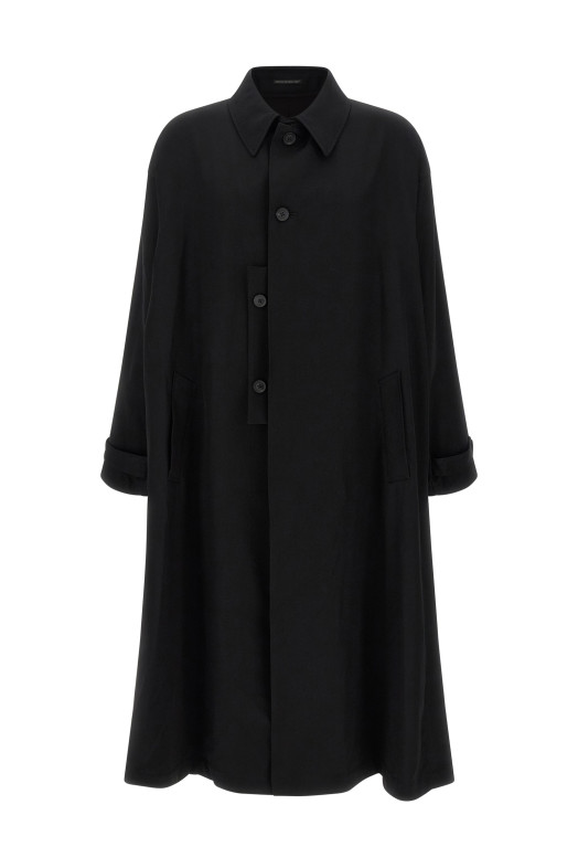 Легкий шерстяной тренч Черный YOHJI YAMAMOTO HLC04100BLACK2