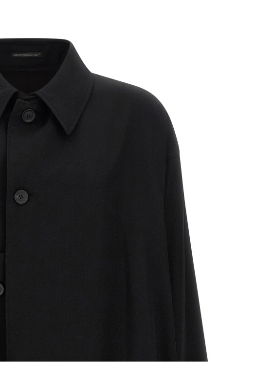 Легкий шерстяной тренч Черный YOHJI YAMAMOTO HLC04100BLACK2