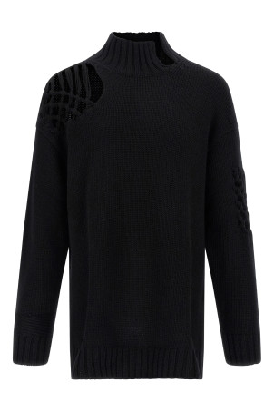 Светр з вставкою з макраме Чорний YOHJI YAMAMOTO HLK13189BLACK2 Светр з вставкою з макраме Чорний YOHJI YAMAMOTO HLK13189BLACK2