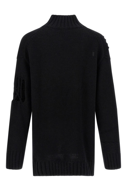 Светр з вставкою з макраме Чорний YOHJI YAMAMOTO HLK13189BLACK2 Светр з вставкою з макраме Чорний YOHJI YAMAMOTO HLK13189BLACK2