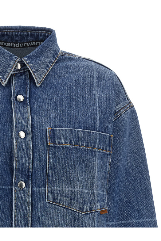 Укорочена джинсова сорочка Синя DENIM X ALEXANDER WANG 4DC4252913400C Укорочена джинсова сорочка Синя DENIM X ALEXANDER WANG 4DC4252913400C