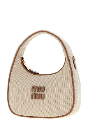 Двухцветная сумка из канваса MIU MIU (5BC125VOWFACRN) Двухцветная сумка из канваса MIU MIU (5BC125VOWFACRN)