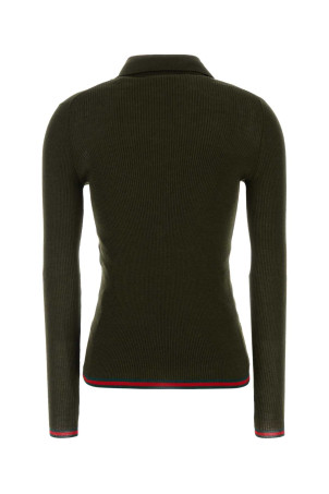 Оливково-зелена поло з кашемірової суміші GUCCI (810315XKD8J)