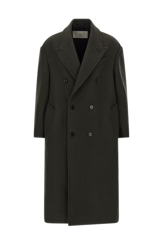 Двубортное пальто Серое AMI PARIS HCO458WV0078020 Двубортное пальто Серое AMI PARIS HCO458WV0078020