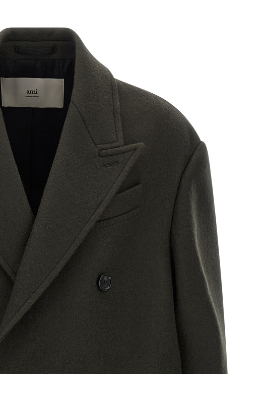 Двубортное пальто Серое AMI PARIS HCO458WV0078020 Двубортное пальто Серое AMI PARIS HCO458WV0078020