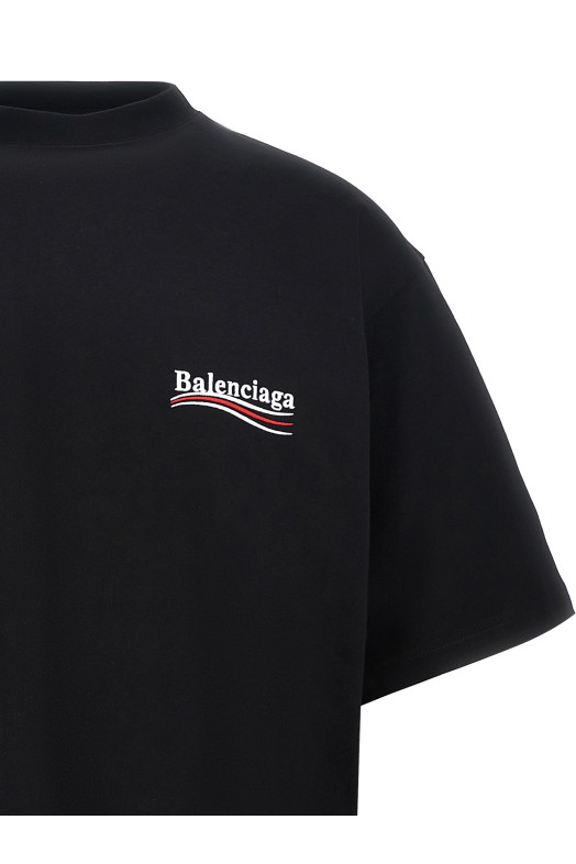 Футболка з вишитим логотипом Чорно-сіра BALENCIAGA 764235TKVJ11070 Футболка з вишитим логотипом Чорно-сіра BALENCIAGA 764235TKVJ11070