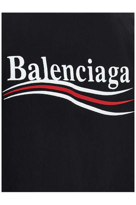 Футболка з вишитим логотипом Чорно-сіра BALENCIAGA 764235TKVJ11070 Футболка з вишитим логотипом Чорно-сіра BALENCIAGA 764235TKVJ11070