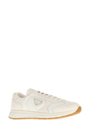 White Re-Nylon and suede sneakers PRADA (2EE455FG000D7R)