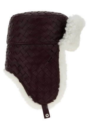 Two-tone leather and shearling aviator hat BOTTEGA VENETA (845580V5NZ0) Two-tone leather and shearling aviator hat BOTTEGA VENETA (845580V5NZ0)