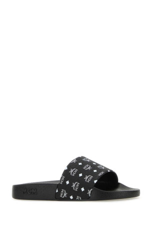 Black rubber slippers Black and white MCM (MESCAMM11)
