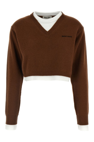 Короткий светр Коричневий MIU MIU MMLB76SOOO174KF0046