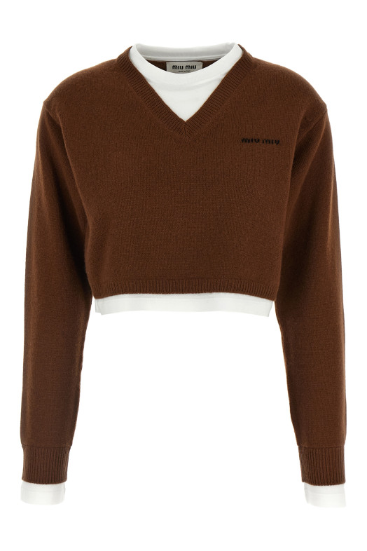 Короткий светр Коричневий MIU MIU MMLB76SOOO174KF0046