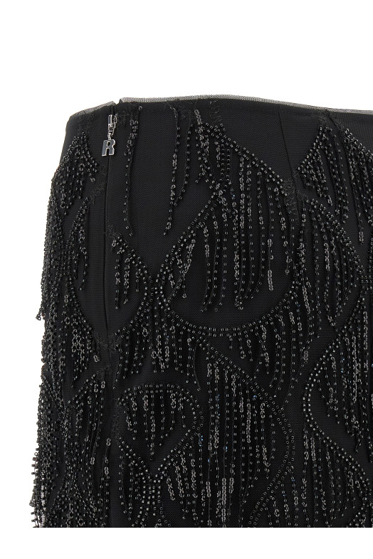 Юбка с бахромой из бусин Черная ROTATE BIRGER CHRISTENSEN 114623100100