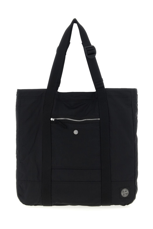 Logo patch shopping bag Black