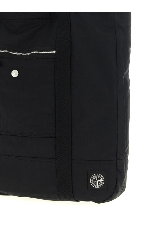 Logo patch shopping bag Black