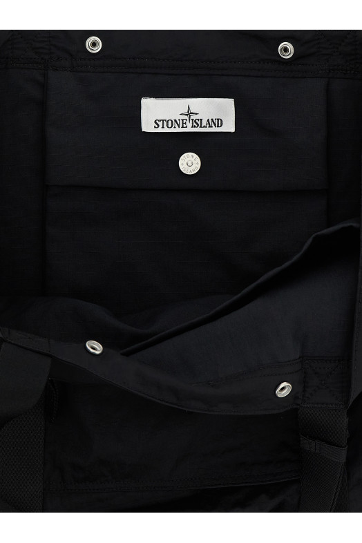 Logo patch shopping bag Black