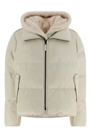 Коротка куртка з хутряною вставкою Біла ARMY YVES SALOMON 26W23WFV06655A22XB3009 Коротка куртка з хутряною вставкою Біла ARMY YVES SALOMON 26W23WFV06655A22XB3009