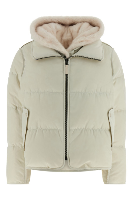 Короткая куртка с меховой вставкой Белая ARMY YVES SALOMON 26W23WFV06655A22XB3009 Короткая куртка с меховой вставкой Белая ARMY YVES SALOMON 26W23WFV06655A22XB3009