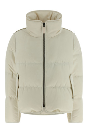 Коротка куртка з хутряною вставкою Біла ARMY YVES SALOMON 26W23WFV06655A22XB3009 Коротка куртка з хутряною вставкою Біла ARMY YVES SALOMON 26W23WFV06655A22XB3009