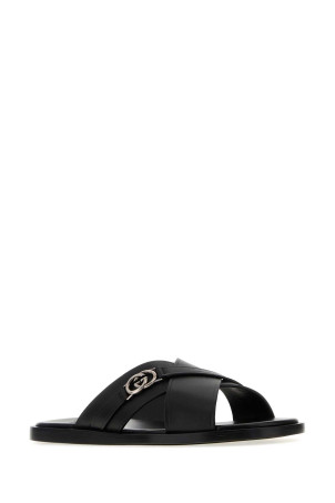 Черные кожаные тапочки Black GUCCI (831275DTN00) Черные кожаные тапочки Black GUCCI (831275DTN00)