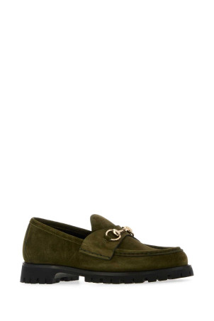 Olive green suede loafers GUCCI (834772AADUN)