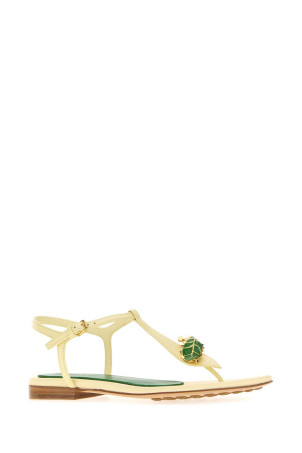 Сандалии Rana Flora из кожи пастельно-желтого цвета BOTTEGA VENETA (837846V1TR0)