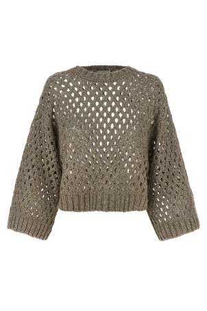'Rustic Dazzling Net' cropped sweater Gray