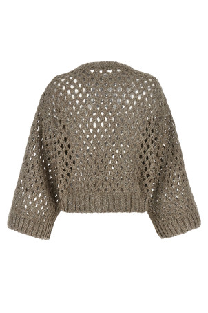'Rustic Dazzling Net' cropped sweater Gray