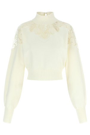 Organza insert sweater White