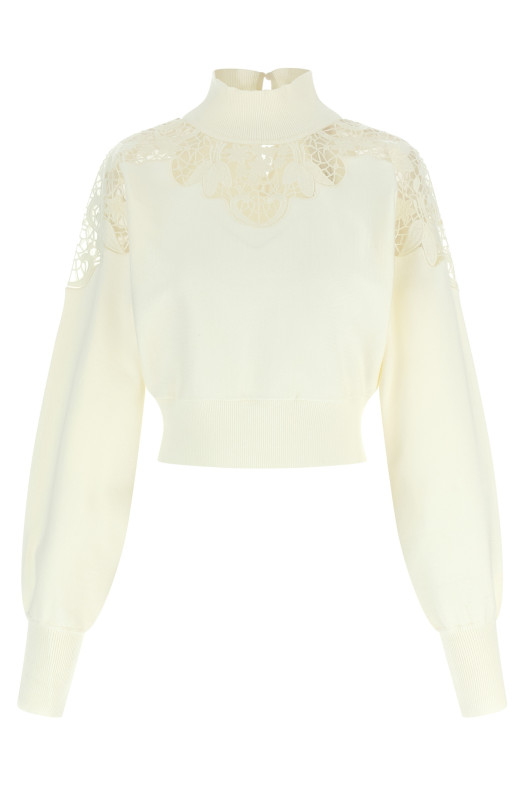 Organza insert sweater White