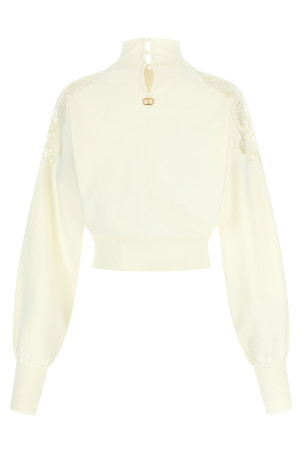 Organza insert sweater White