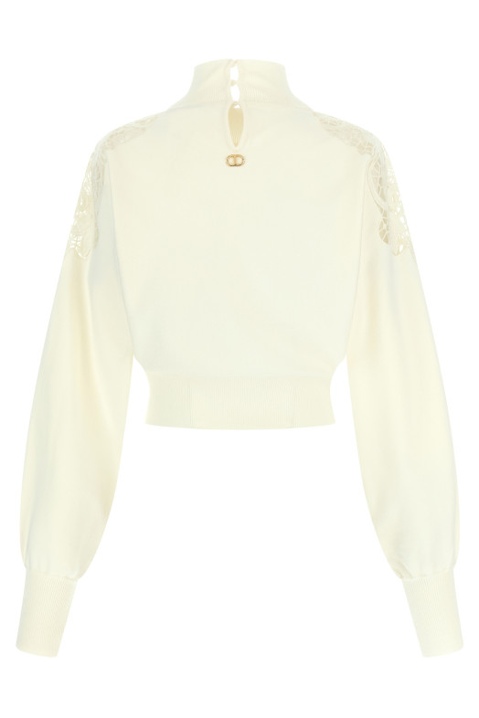 Organza insert sweater White