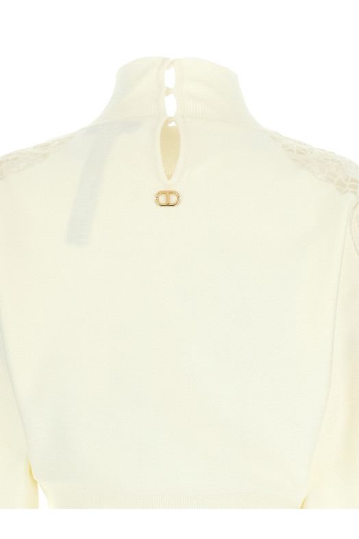 Organza insert sweater White