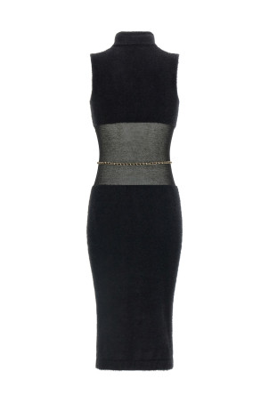 Gauze insert dress Black