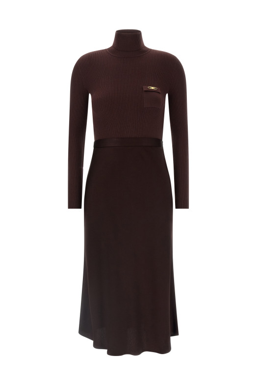 Сукня з високим коміром бордового кольору ELISABETTA FRANCHI AM06B56E2EA4